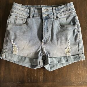 SHEIN Blue Jean Shorts with Distressed Design